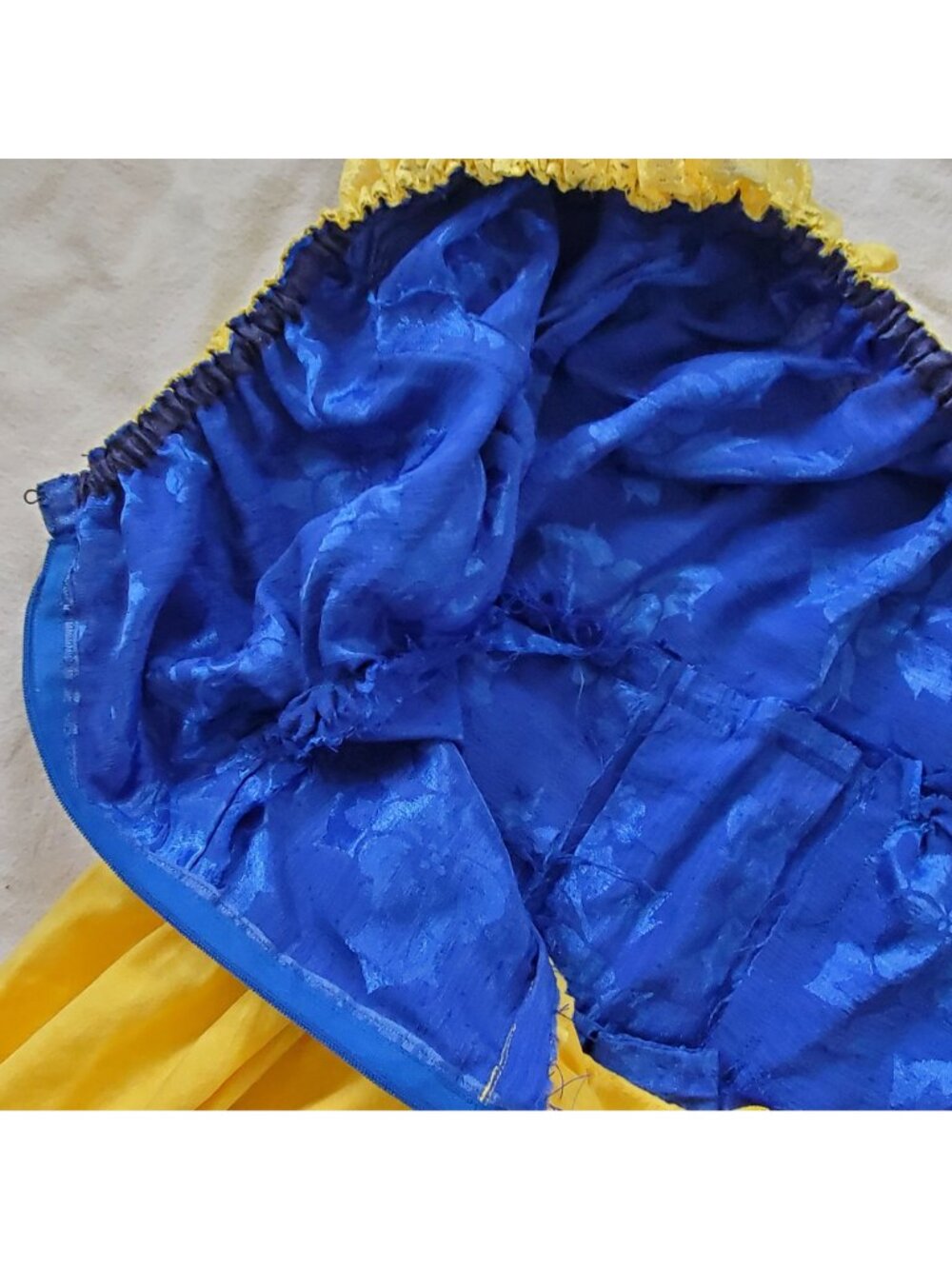 Costume Dress Corset Blue Yellow Short Sleeve Snow White Inspired Handmade - Picture 11 of 14